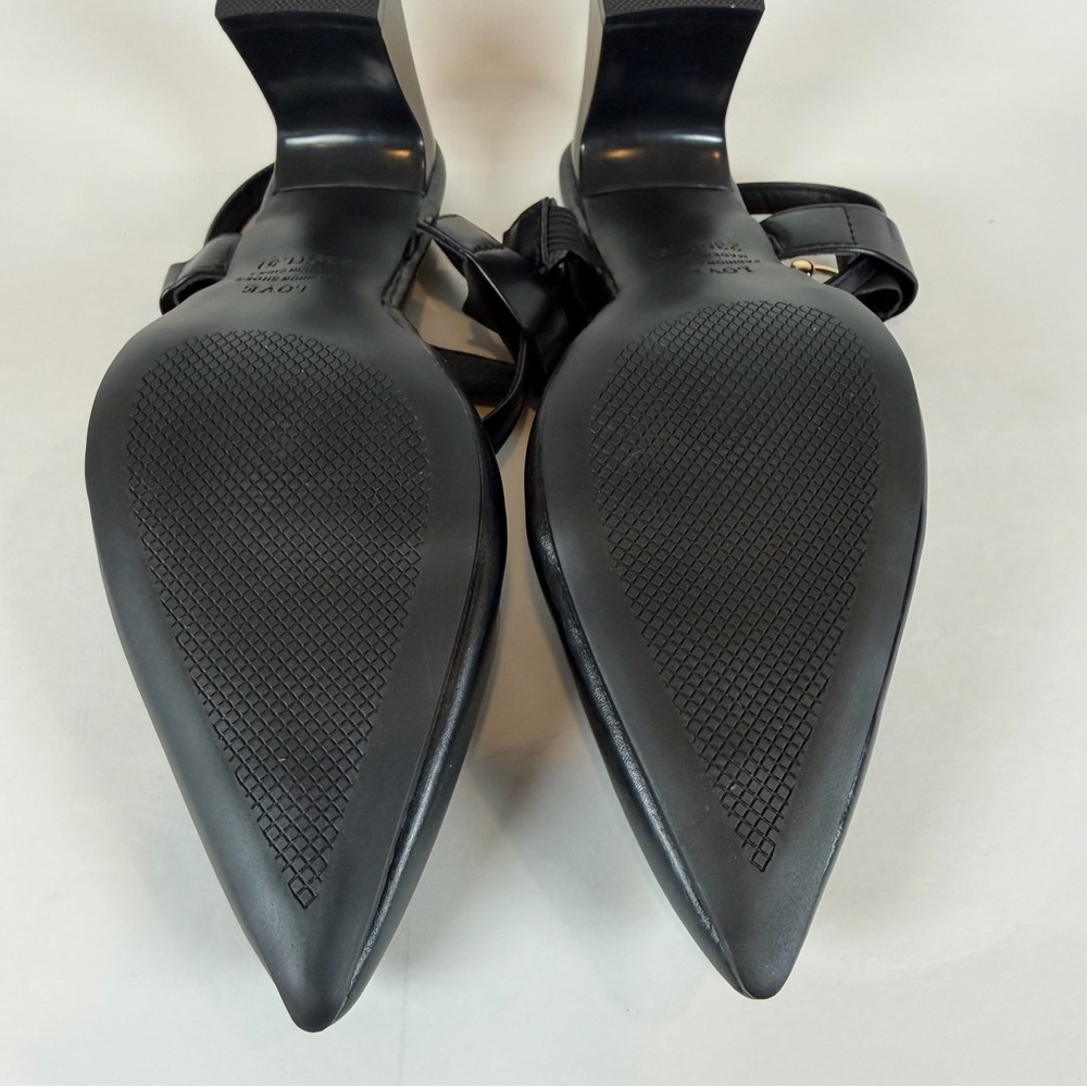 Black Pointed Toe Slingback Pumps High Block Heel | US Size 5.5 / 6 - Picture 12 of 13